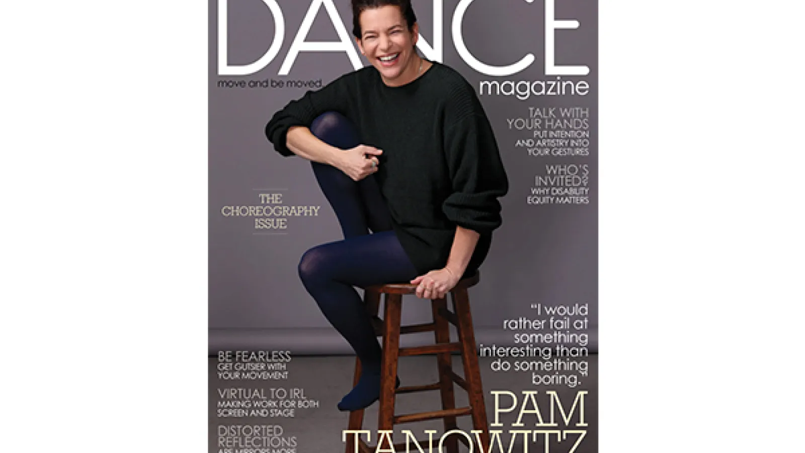 Dance Magazine April 2021 Cover featuring Alumna Pam Tanowitz