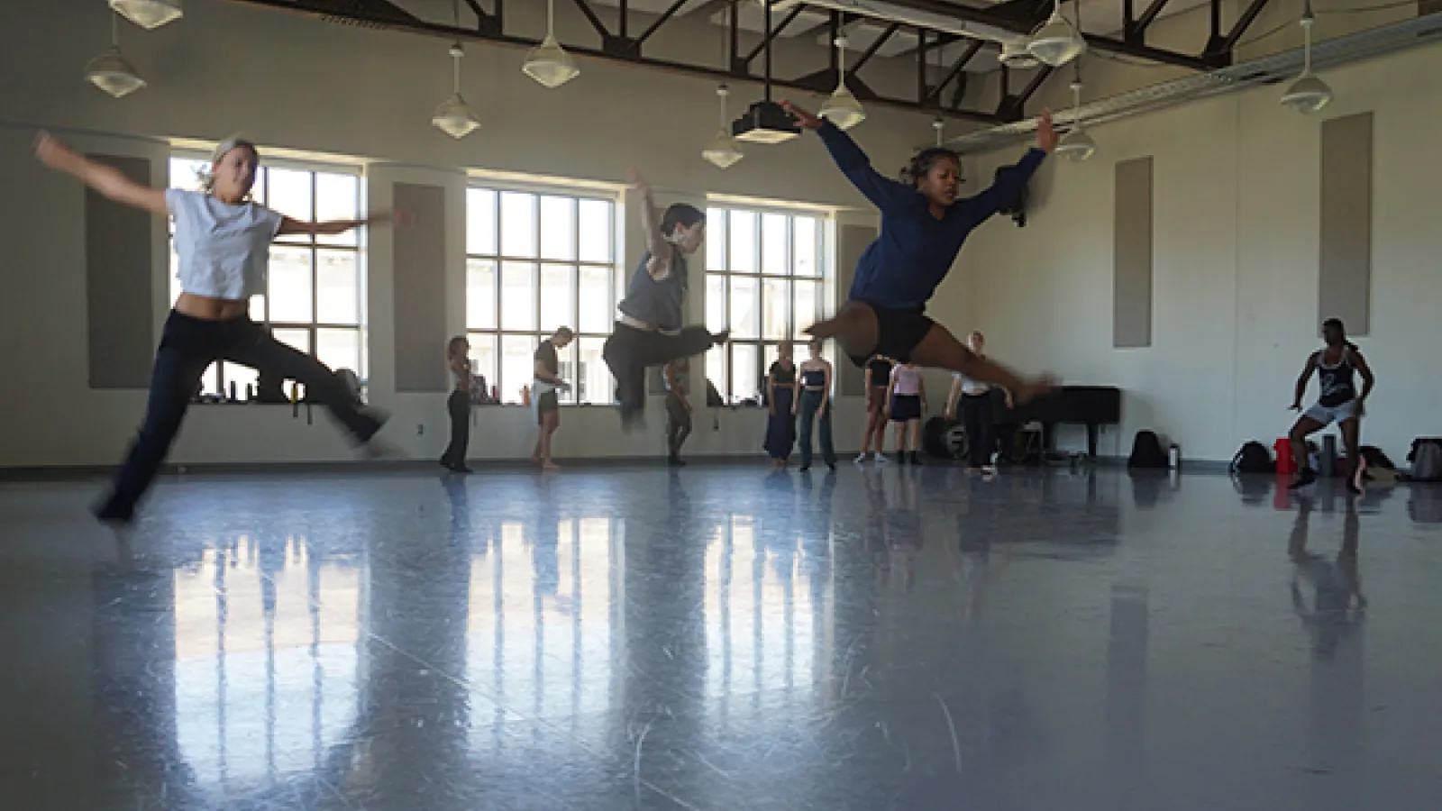 Dancers rehearsing in a studio