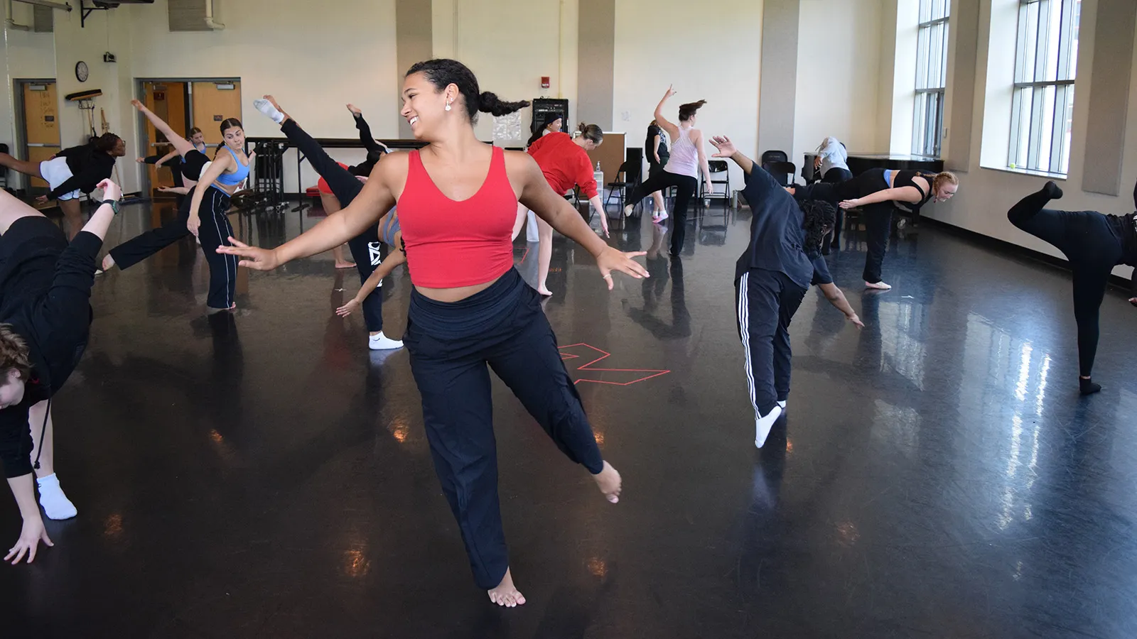 Dancers rehearsing in a studio