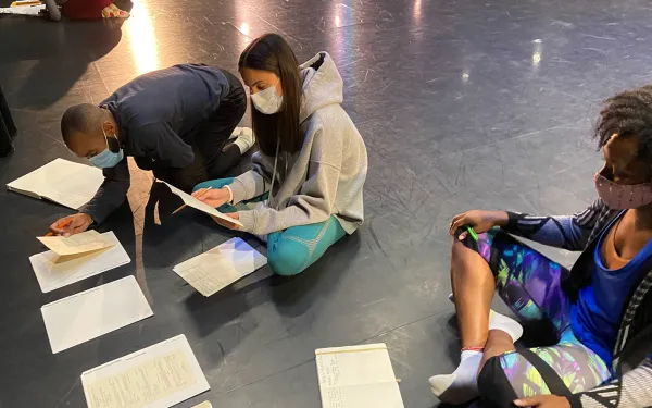 Students researching