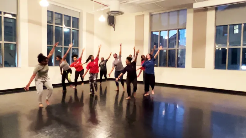 Dancers rehearsing in a studio