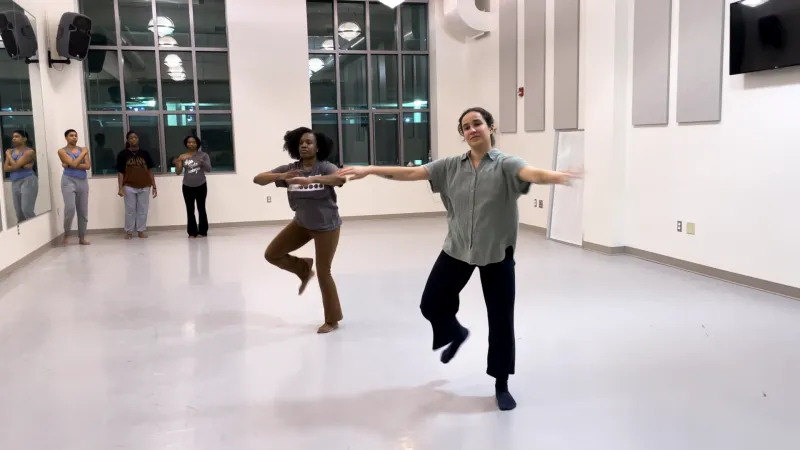 Dancers rehearsing in a studio