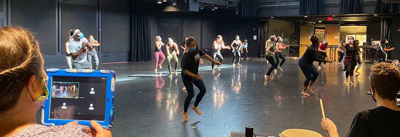 Dance practice in Barnett Theatre
